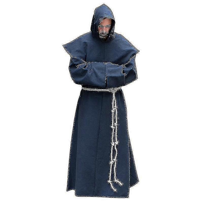 S-5xl Renaissance Monk Clergy Habit Scapular Friar Costume Religious Saint Gown Robe Men Priest Hood Cowl Halloween Outfit Halloween Cosplay_fi