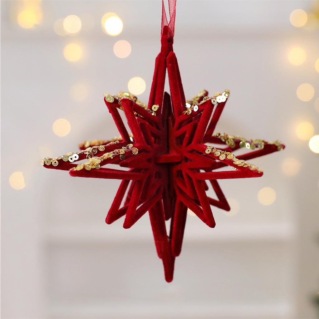 Christmas Decoration Wine Red Flocking Wreath Bow Elk Pendant Christmas Tree Decoration Ornaments