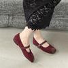 Fashion IPPEUM Women Ballet Flats 2025 New Mary Janes Burgundy Shoes Zapatos De Mujer Ballerina