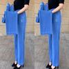 Women's Spring and Summer Pants High Waist Elastic Versatile Ice Silk Denim Elastic Straight Leg Pants Women's Clothing