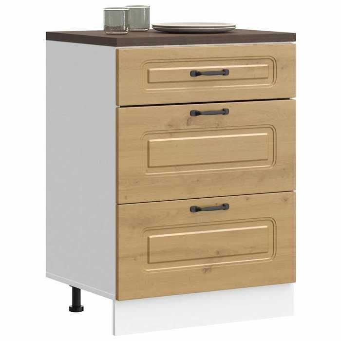 VidaXL Kitchen Cabinet Kalmar Artisan Oak Engineered Wood, Sink Cabinet, Kitchen Cabinet with Drawer, Cabinet 854288