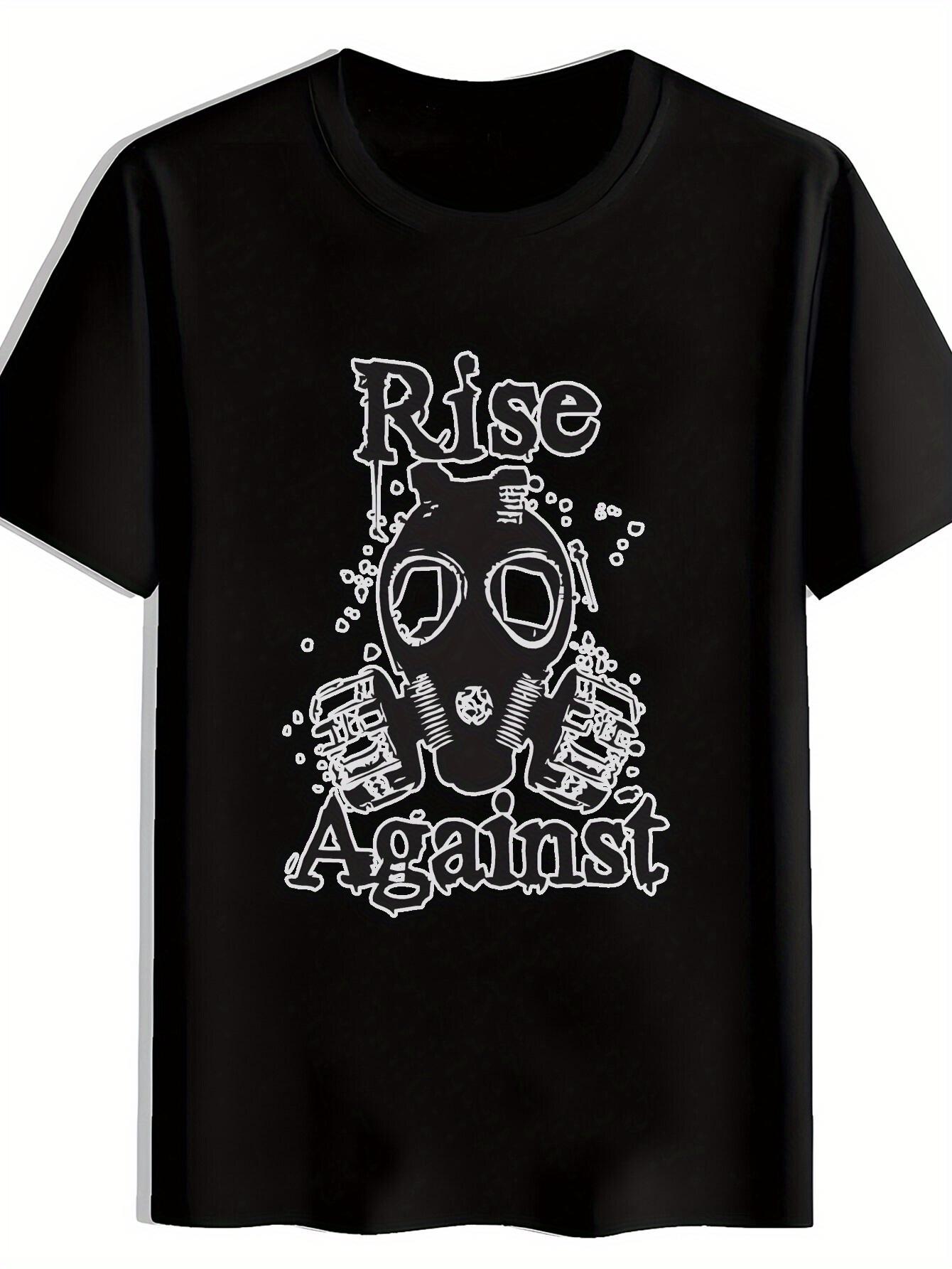 

Black T-shirt with Vintage Rock Band Graphic - Rise Against Skull Design S