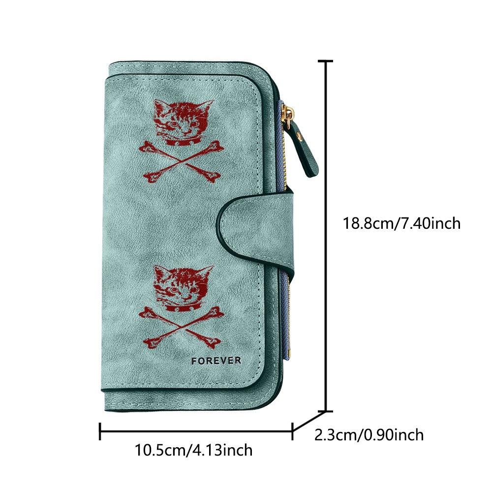 Cat Skull Long Zipper Wallet, Large Capacity Card Holder, Unisex Clutch Bag, Fashionable Zipper Coin Purse, Suitable for Daily Use, A Great Gift for