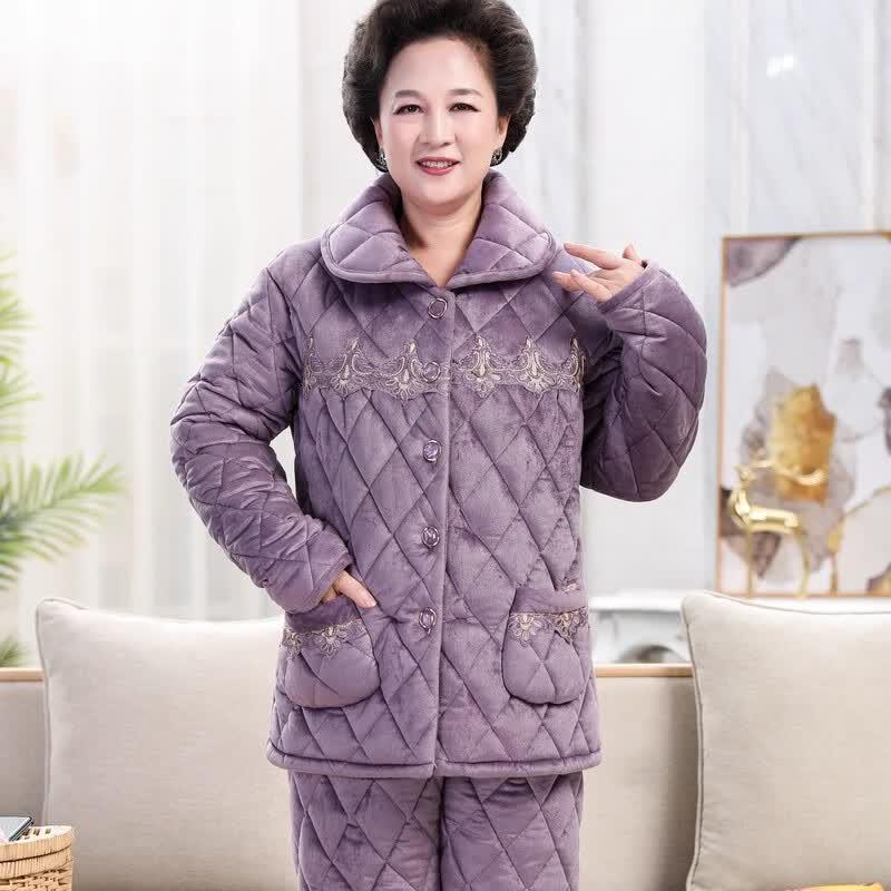 Fengxiao Men's Warm Coral Fleece Pajama Set