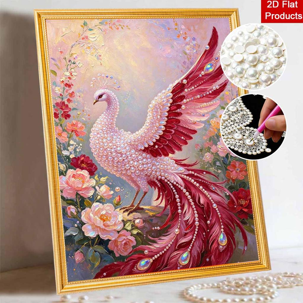 5D Pearl Kit Phoenix Bird Design DIY Enamel Ornaments for Home Wall Decoration Stress Relief Handmade Gift Frameless