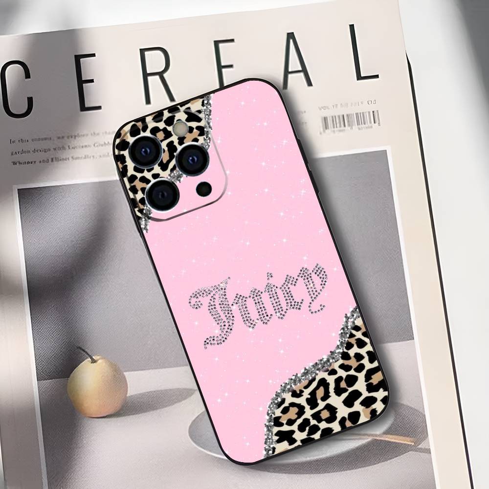 Pink J-Juicy C-Couture Phone Case For iPhone 17,16,15,14,13,12,11 Plus,Pro Max,XS,Soft Black Cover