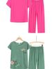 Summer Two-Piece Set: Short-Sleeved T-Shirt and Pajama Pants for Middle-Aged and Elderly Women