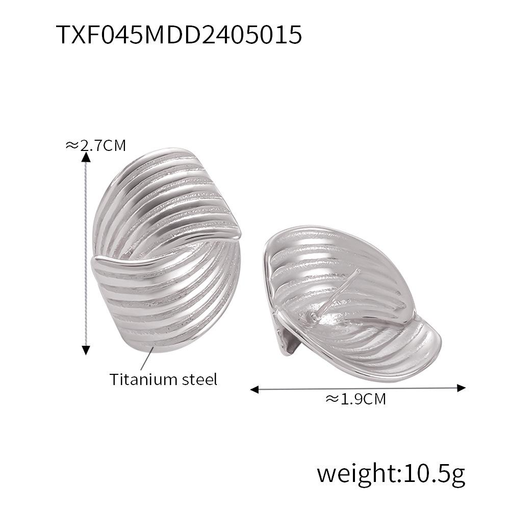 18K Gold Plated Titanium Steel Textured Earrings and Ring Set for Women