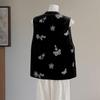 Women's Retro Velvet Stand Collar Disc Button Vest