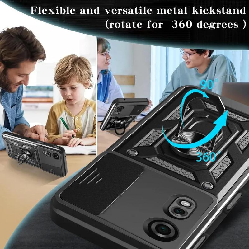 Magnetický kovový držák prstenu Kryt pro ZTE Blade A75 A55 A35 Nubia Focus Neo 3 Neo2 Posuvný objektiv Fotoaparát Nárazuvzdorný Armor Tvrdé pouzdro