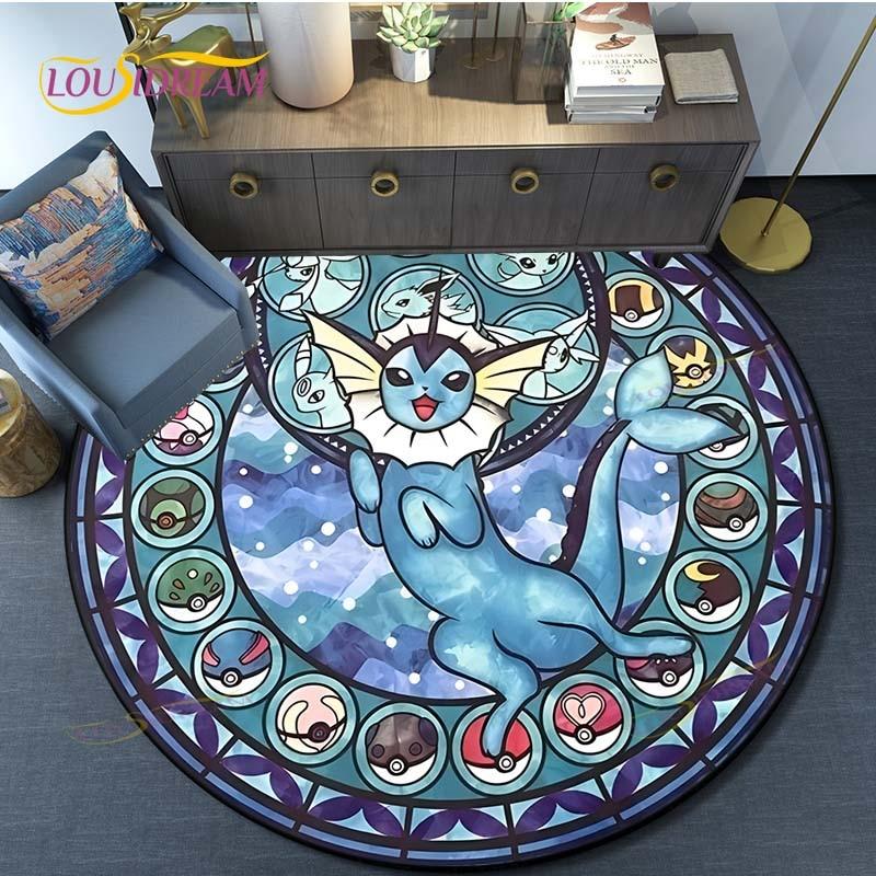 Cartoon Pokemon Round Carpet Fashion Cartoon Pictures Printed Round Area Rugs Parlor Bedroom Floor Mat Anti-slip  Area Rug  Rugs
