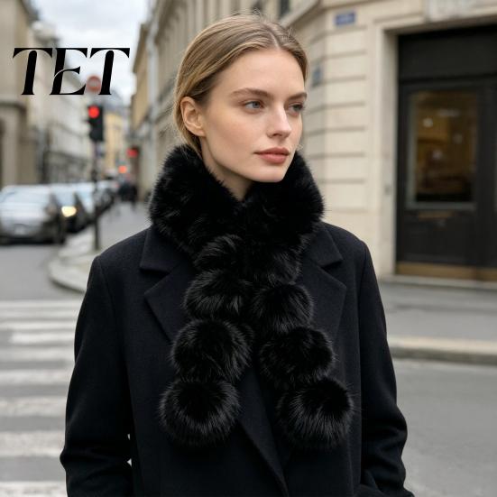 Convenient Magnetic Closure Scarf Women Faux Fur Scarf, Winter Neck Warmer with Buckle, Soft Fluffy Elegant Draping Design Plush Long Collar for Cold