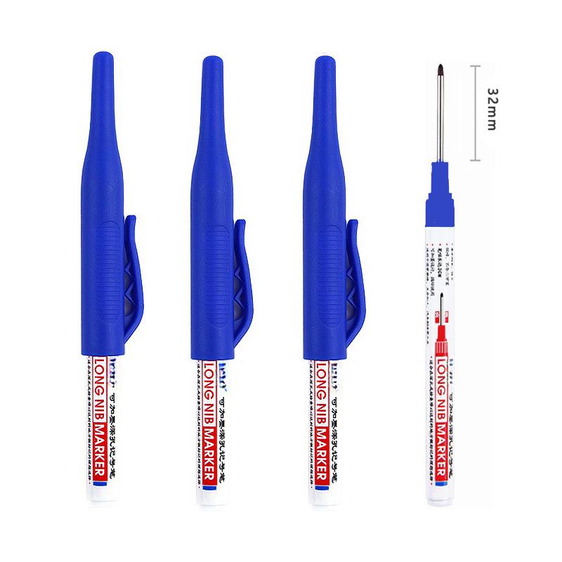 4 Teile/satz 32mm Tiefe Loch Lange Nib Kopf Marker Für Metall Perforieren Stift Wasserdicht Badezimmer Holzbearbeitung Dekoration Multi-Zweck