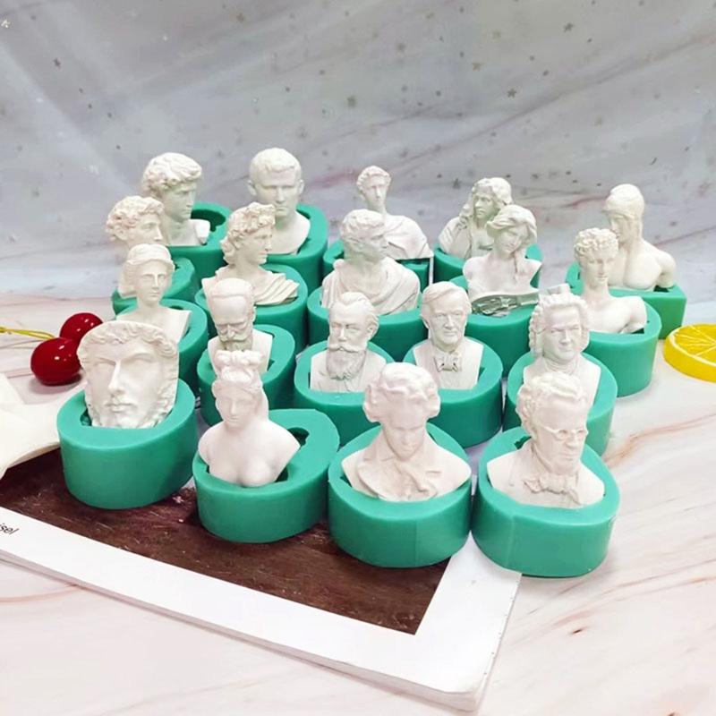 3D Portrait Sculpture Silicone Flexible Food Safe Mould Clay Resin Ceramics Candy Fondant Candy Chocolate Soap Mould