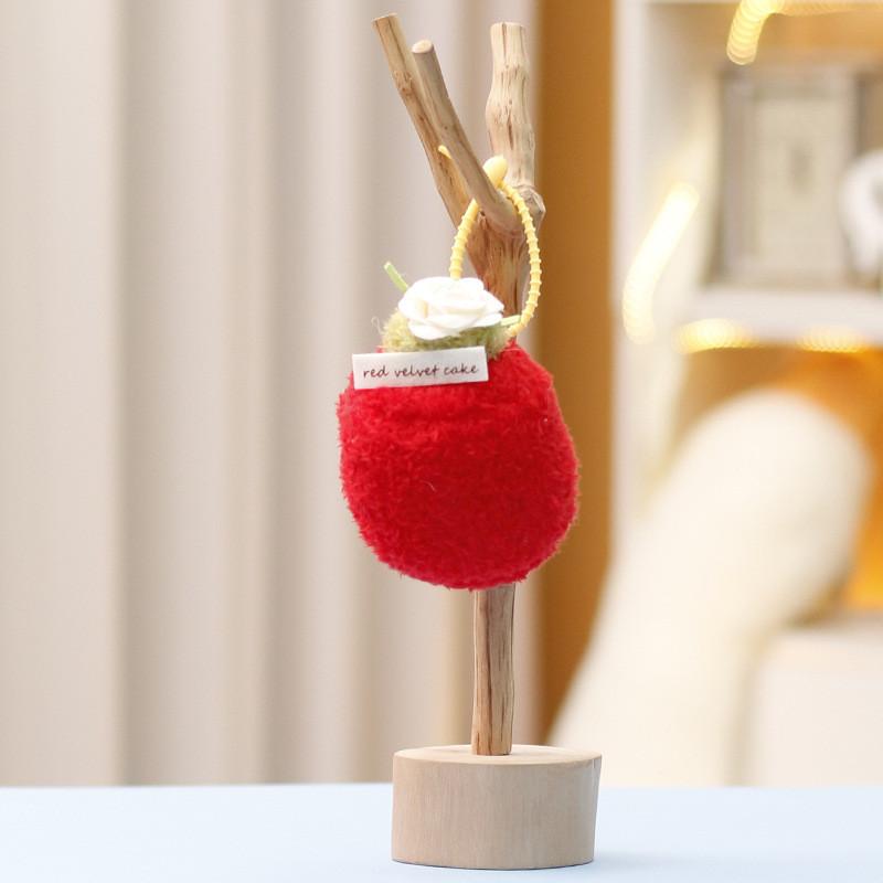 Cute Afternoon Tea Cake Plush Keychain With Soft Short Pile For Bag Decor