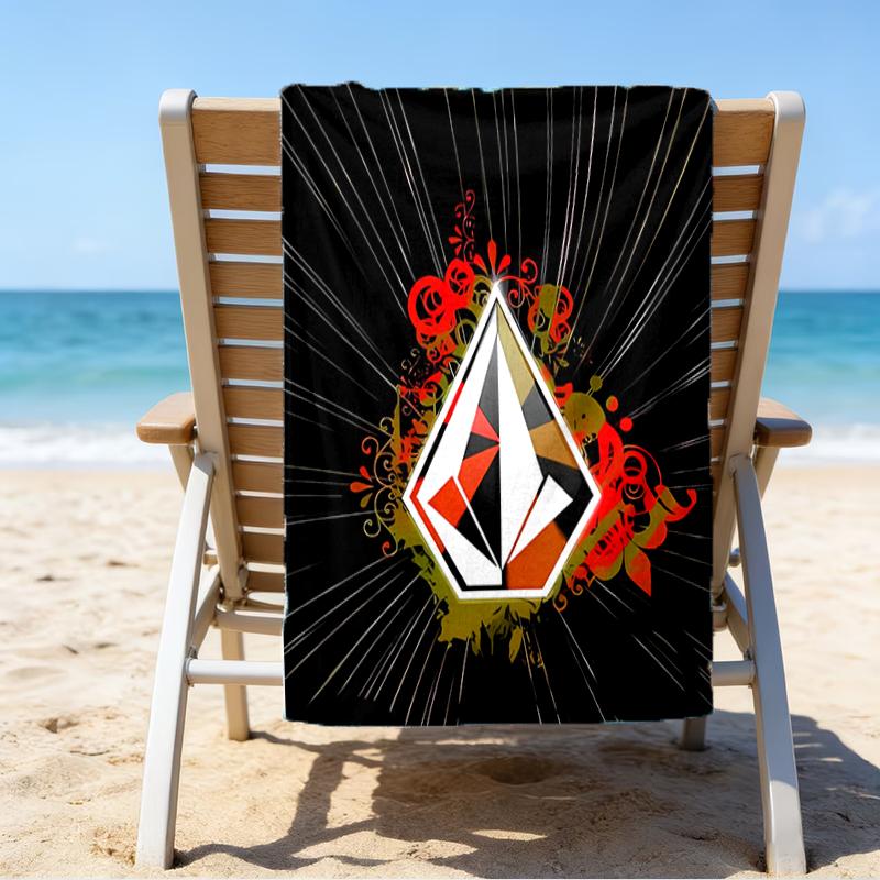proof beach towel with a V-VOLCOM LOGO1 pattern - soft,absorbent,quick-drying,machine washable - perfect for swimming,camping,bathing