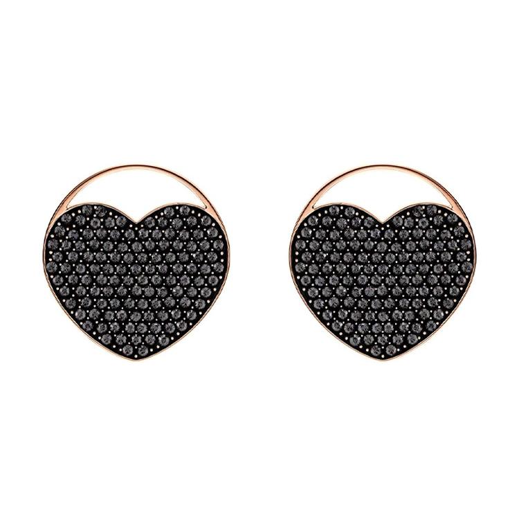 Swarovski Ginger Stud Earrings Womens Rose Gold/Black F