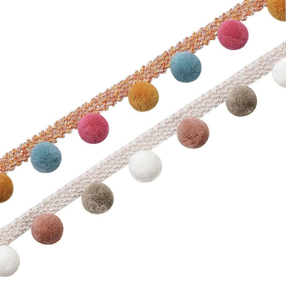 25M 3cm Ball Pom Pom Curtain Trim 5cm Width Pillow Decoration Pompom Tassel Tablecloth Edge DIY Craft Craft Ribbon