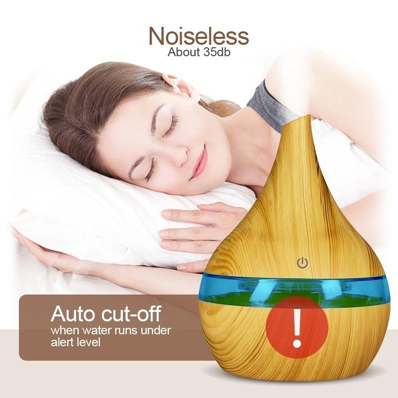 300ml USB Electric Aroma Air Diffuser Wood Ultrasonic Air Humidifier Essential Oil Aromatherapy Cool Mist Maker for Home