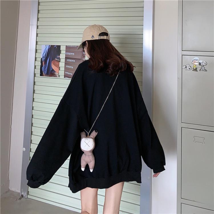 Women’s 2026 Korean Style Loose Hoodie – Long Sleeve, Versatile Round Neck Jacket for Spring/Autumn