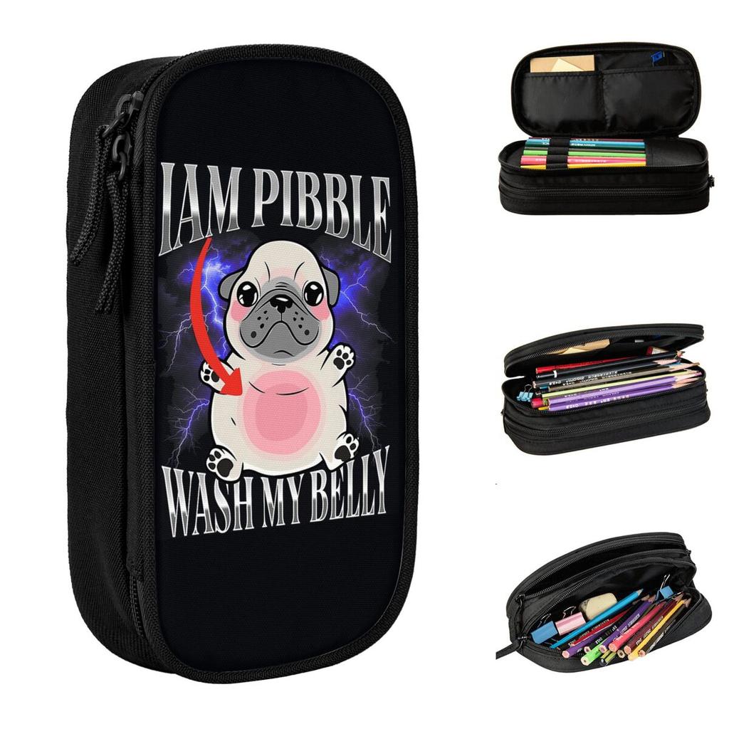 Funny I Am Pibble Dog Puppy Pencil Case Kids Vintage Pencil Bag Custom Back To School Pencil Cases Supplies Gift Idea