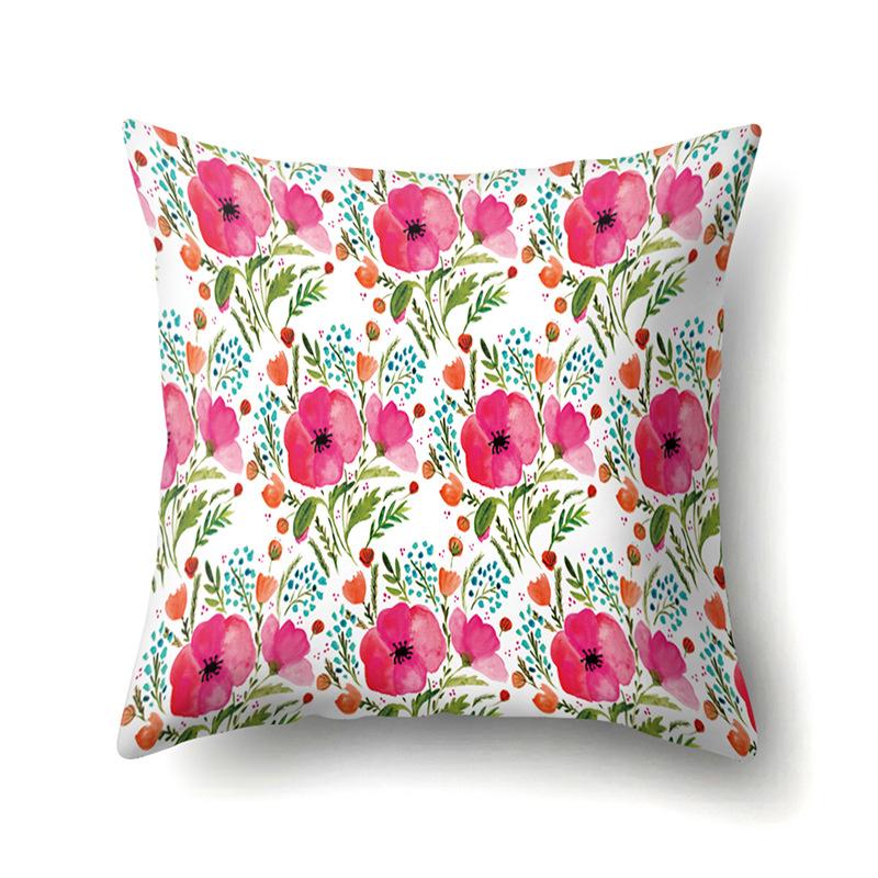 Polyester Pillowcase Plant Decoration Home Printed Pillow Car Waist Cushion Sofa Bed Head Cushion Cover