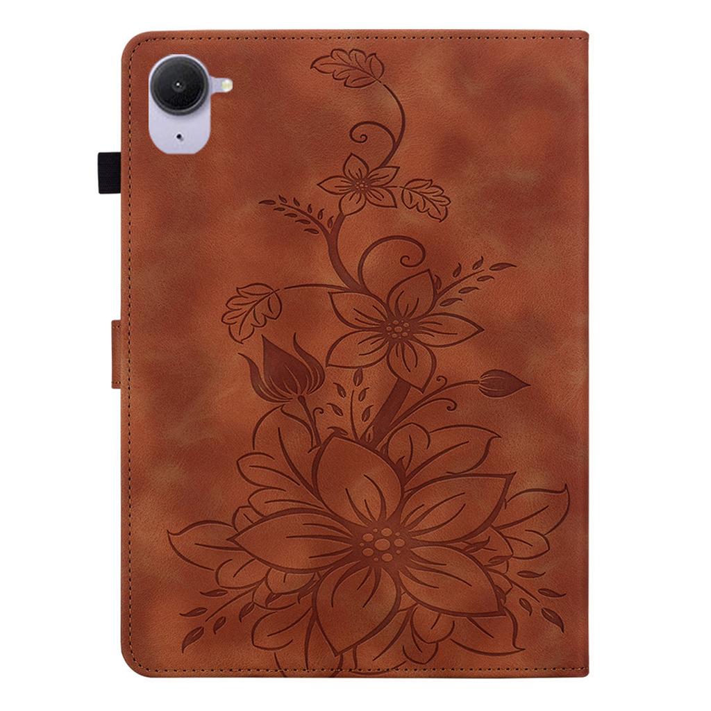 For Xiaomi Redmi K Pad Case Lily Flower Imprint Card Slots Leather Tablet Cover