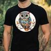 Men's T-Shirt Whimsical Owl Motif Cotton Size XS To 5XL