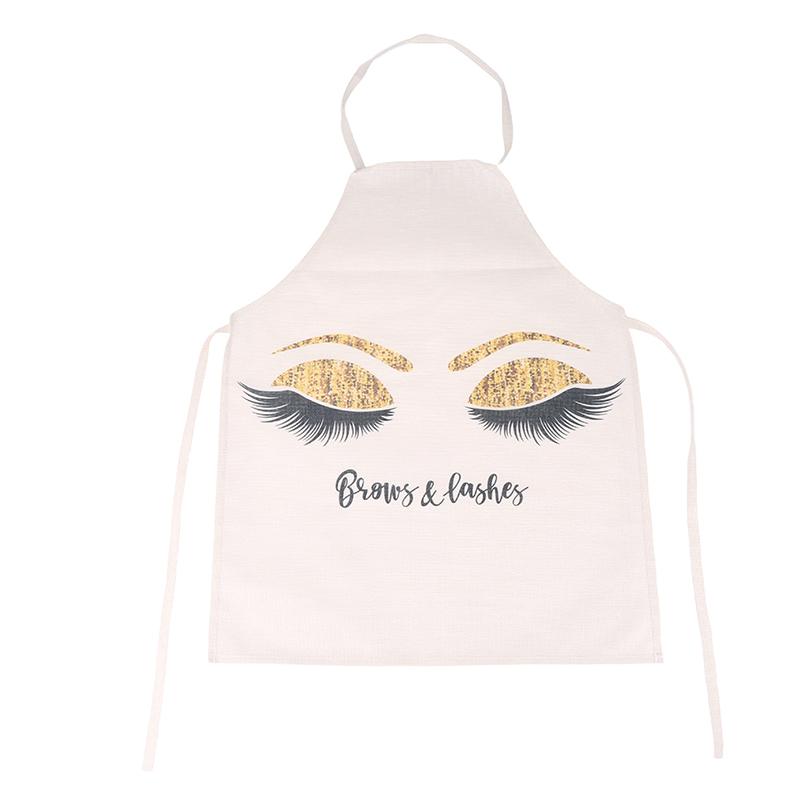1Pc Bronzing Eyelash Pattern Apron Eyelash Extension Tools Cotton Grafted False Eyelash Apron Cleaning Kitchen Apron Bib