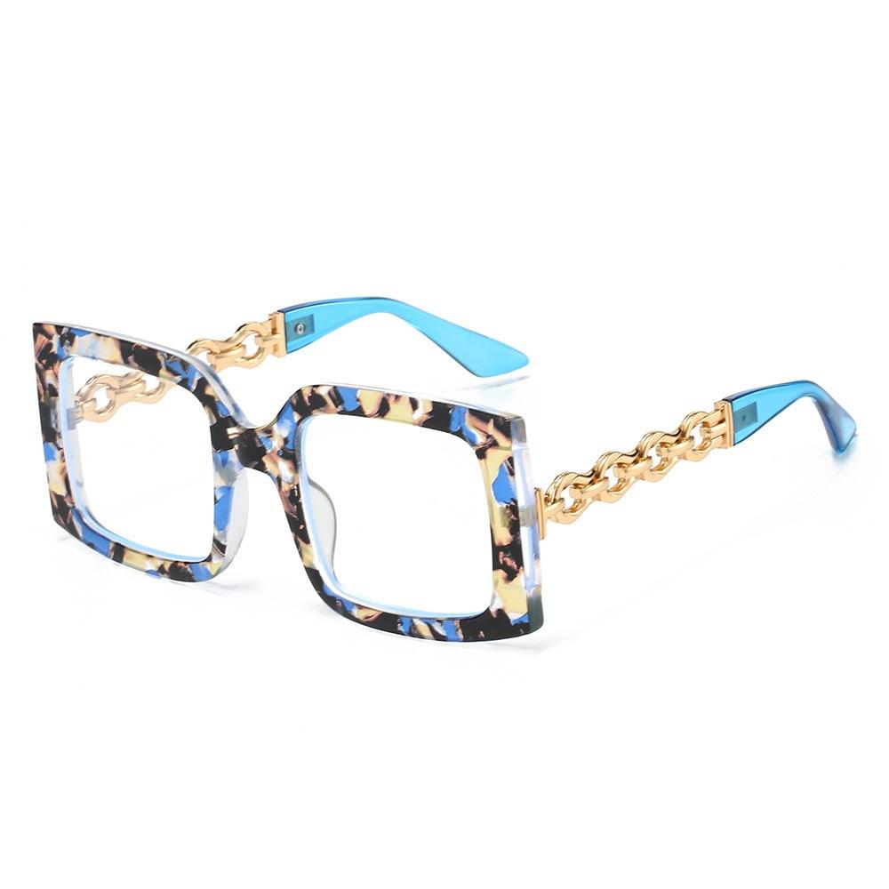 JYL TS Sunglasses UV Square Large Frame Chain/3242