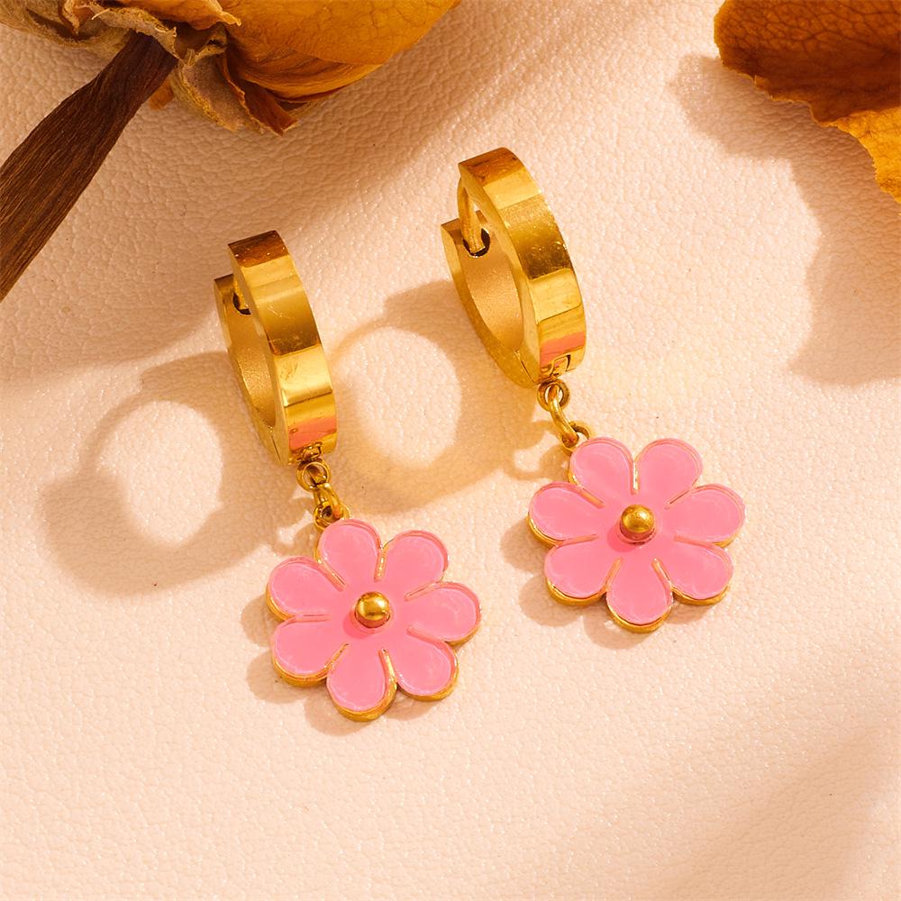 Non-Fading Titanium Steel Daisy Jewelry Set: Stainless Steel Earrings, Bracelet & Necklace for Women