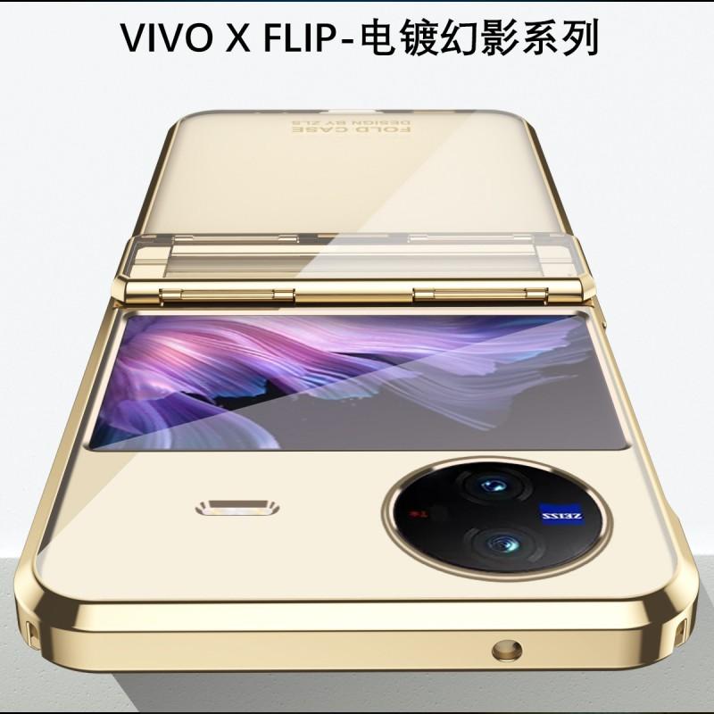 Vivo X Flip Phone Case Full Coverage Shockproof PC Leather Hybrid Cover With Electroplated Finish