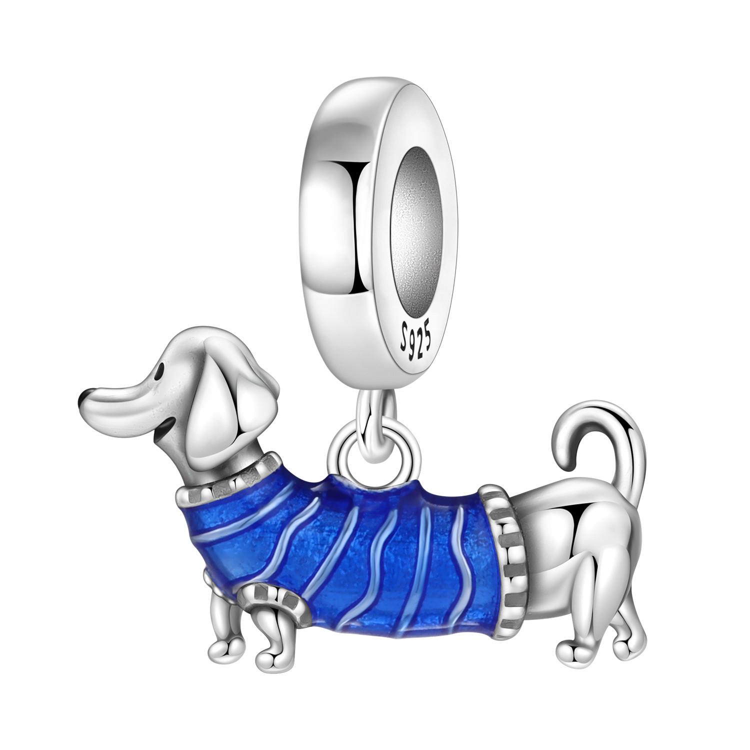 

PANPOKI Copper Metal Sausage Dog Animal Bead Components Authentic Original Pendant Bead Components Bracelet High Quality Fine Jewelry Charm Bead