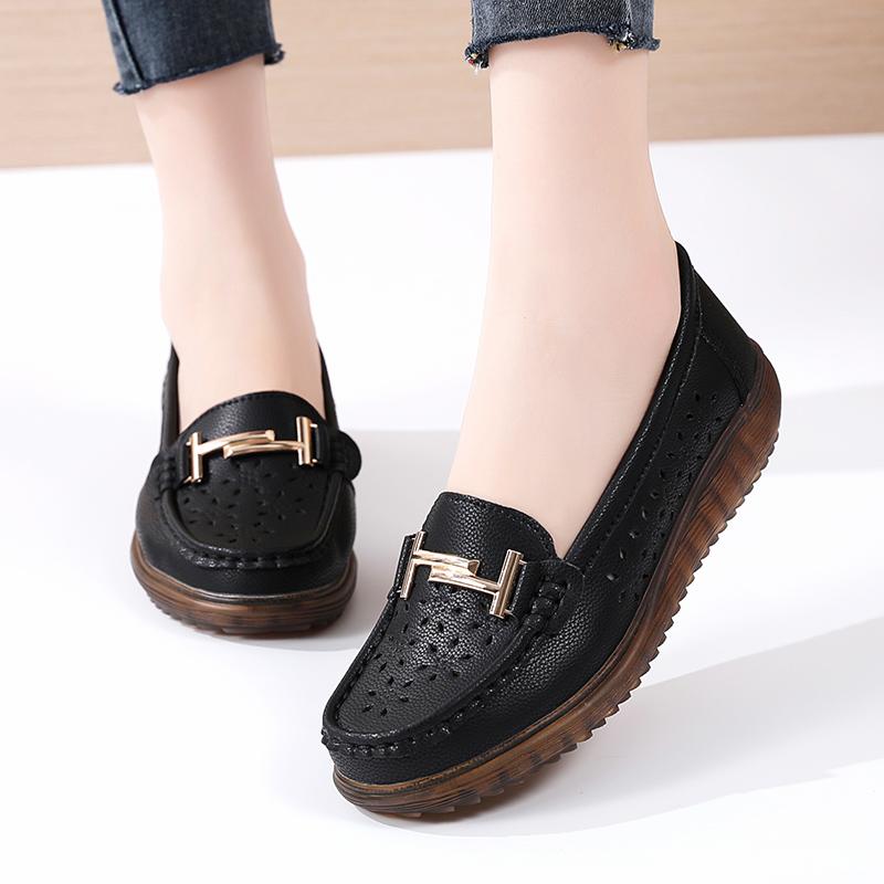 Women Moccasins Penny Loafers Casual White Nurse Footwear Summer Hole Driving Walking Shoes Plus Size