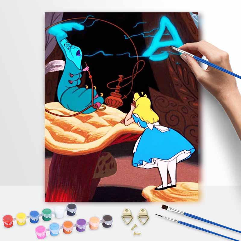 Disney Alice In Wonderland and Caterpillar Oil Painting Kit Digital Painting Art Handmade Diy Home Room Decorations