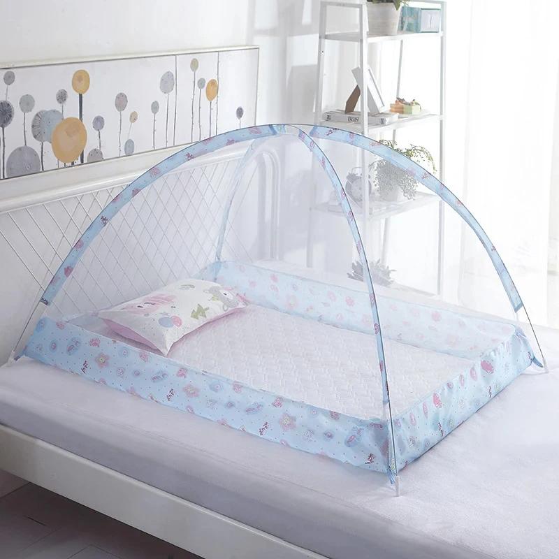 Kids Folding Mosquito Net  for Bed Crib Tent Freestand Bed Safety Crib Full Cover Net Mosquitoes Net with See-Through Mesh