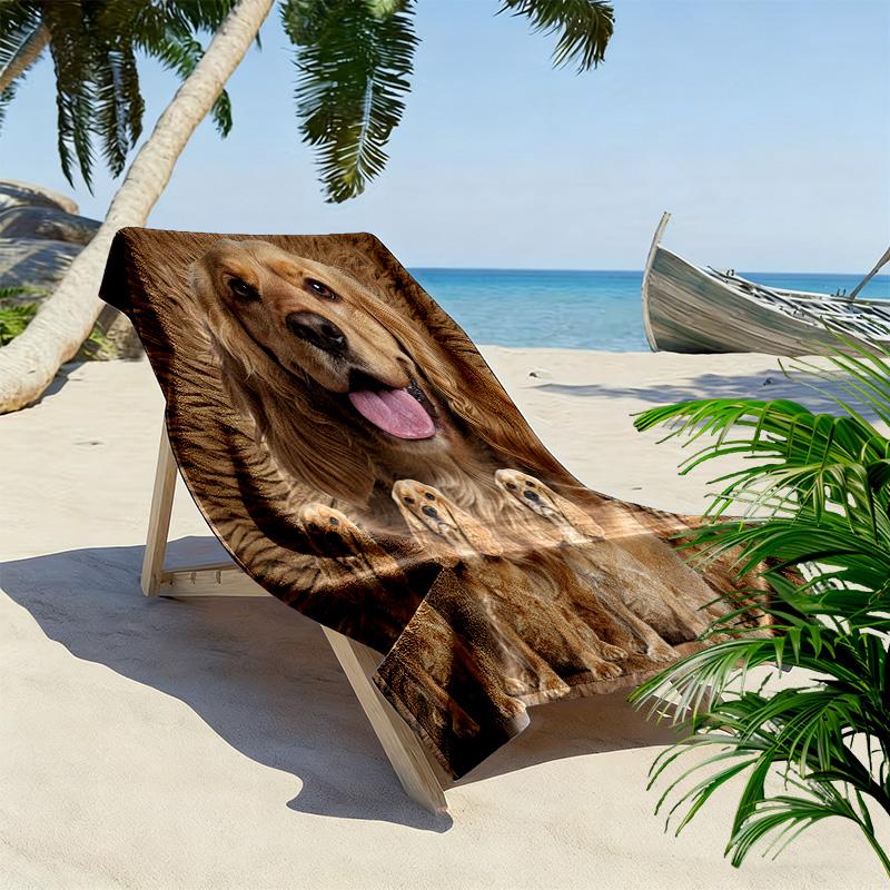 Serviette de plage imprimée Cocker Américain, Grande Serviette Douce à Séchage Rapide pour Plage, Camping, Natation