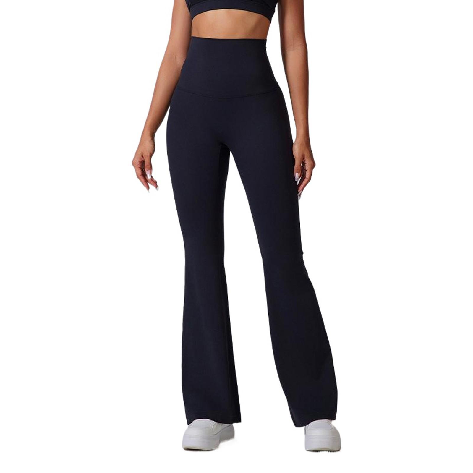 

Женские повседневные брюки с высокой талией, утягивающие бедра, для занятий йогой и фитнесом, микроклеш, широкие брюки L чёрный