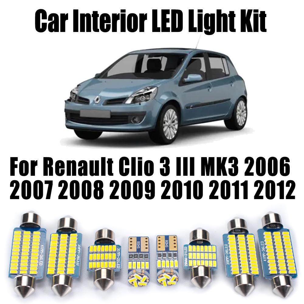 13-teiliges Canbus Auto LED Innenraum Karten-Decken-Türlicht für Renault Clio 3 III MK3 2006 2007 2008 2009 2010 2011 2012 Leseleuchten Set