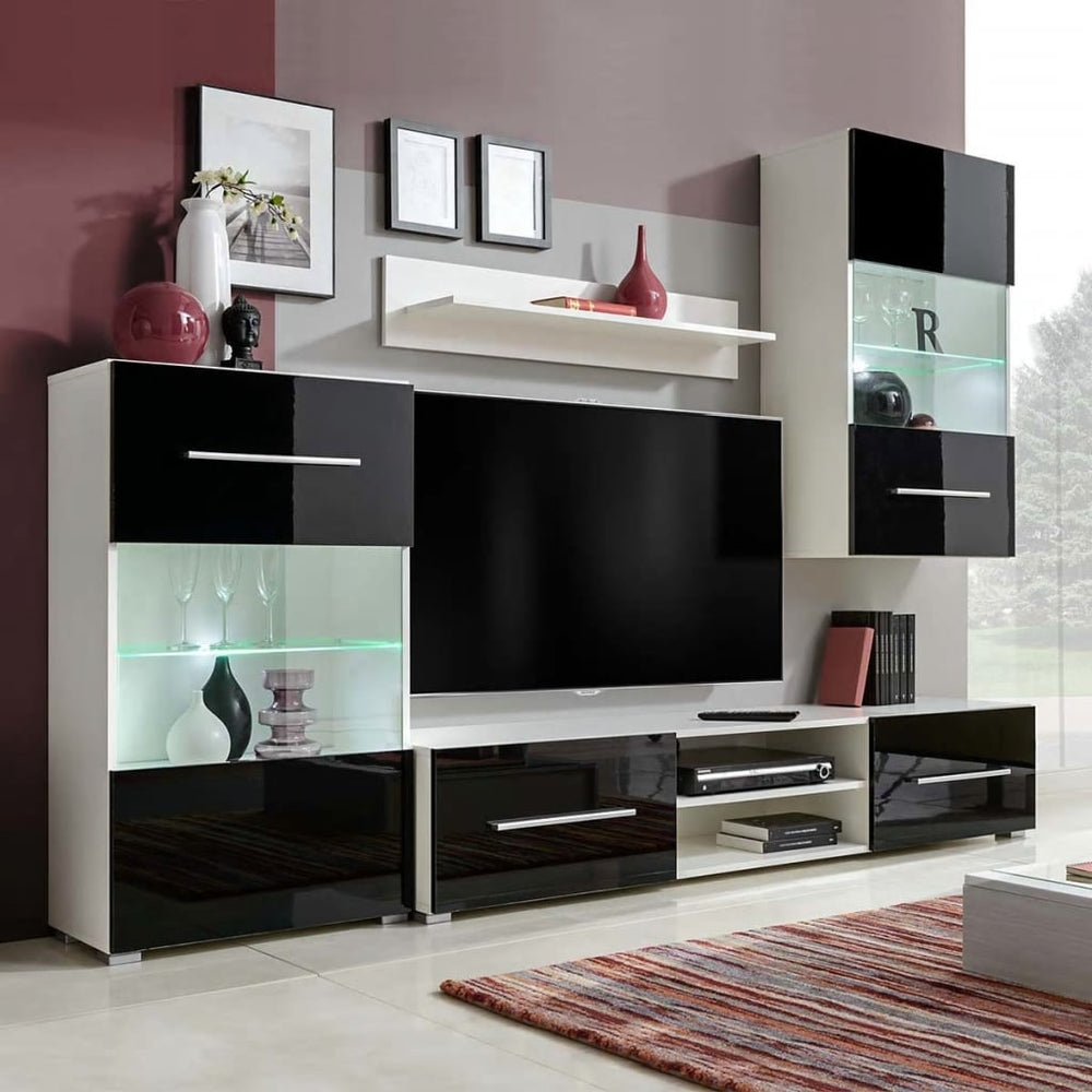 Wall-mounted Display TV Unit with 4 Pcs LED Lights