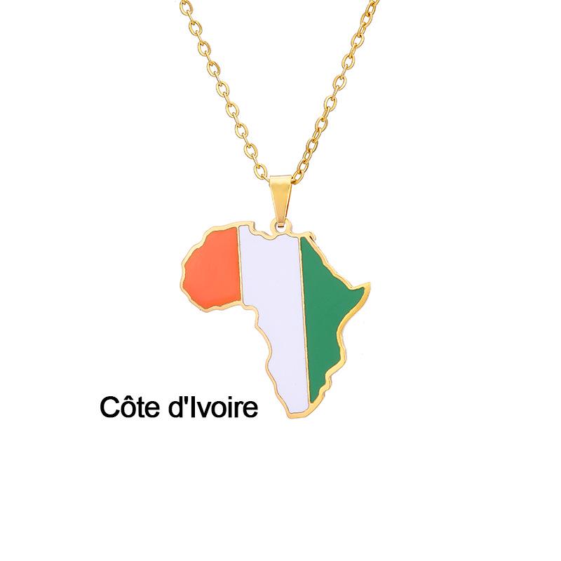 Stainless Steel Africa Map Necklace: Nigeria, Ghana, Somalia Pendant Jewelry