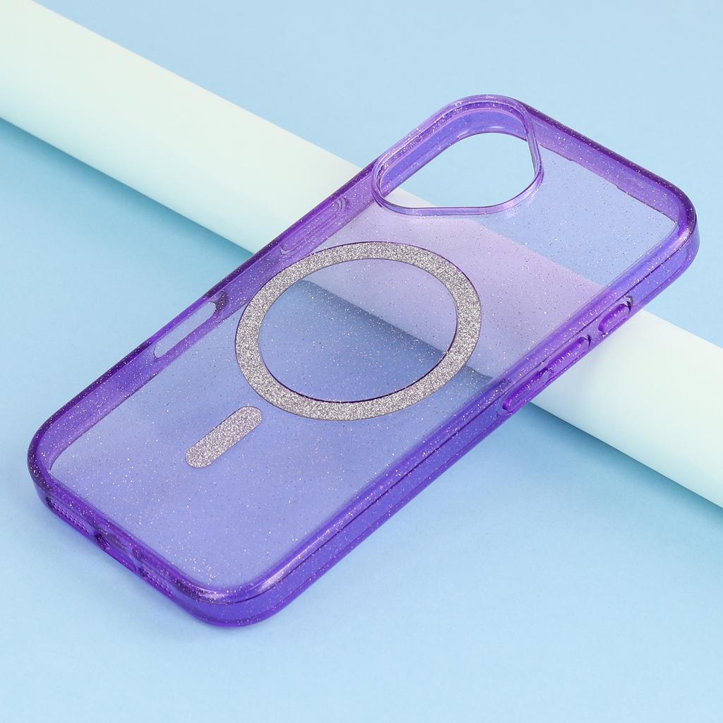 For iPhone 16 Plus Case Compatible with MagSafe 2.0mm PC + TPU Glitter Phone Cover