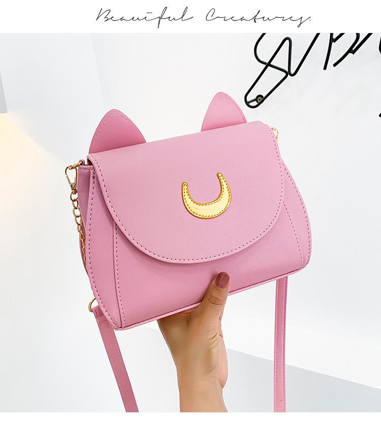Summer Sailor Moon Ladies Handbag Black Luna Cat Shape Chain Shoulder Bag PU Leather Women Messenger Crossbody Small Bag Purses