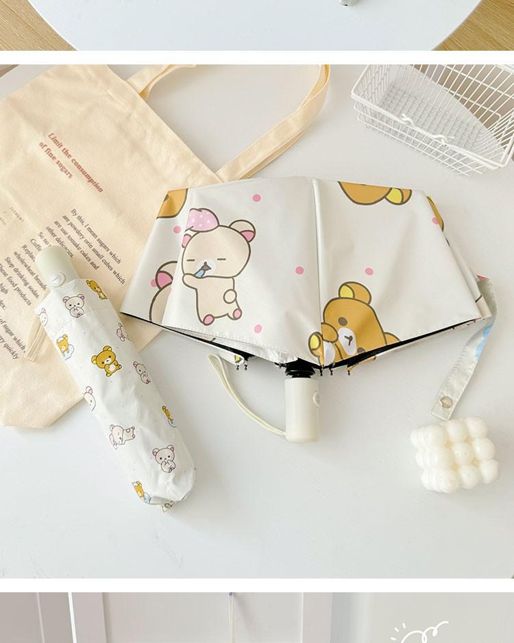 Mooie Roze Rilakkuma Paraplu Drievoudig Acht Baleinen Opvouwbare Automatische Paraplu UV-bescherming Zonbescherming Zonnescherm Paraplu Zon U