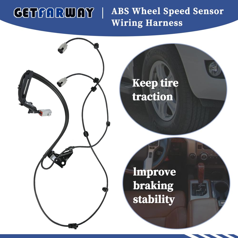 ABS Wheel Speed Sensor Wiring Harness 89516-0C050 Compatible with Toyota Tundra 2007-2021 Rear ABS Skid Control Sensor Wire Replace 89542-0C020