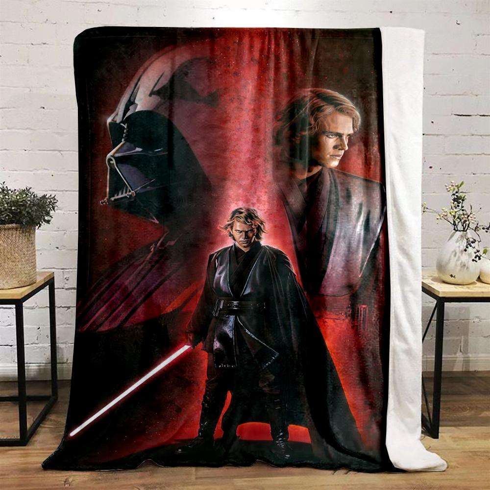Star Wars Sith Design Warm Blanket with Red Lightsaber Flannel Blanket for Bedroom, Living Room, Sofa, and Nap.