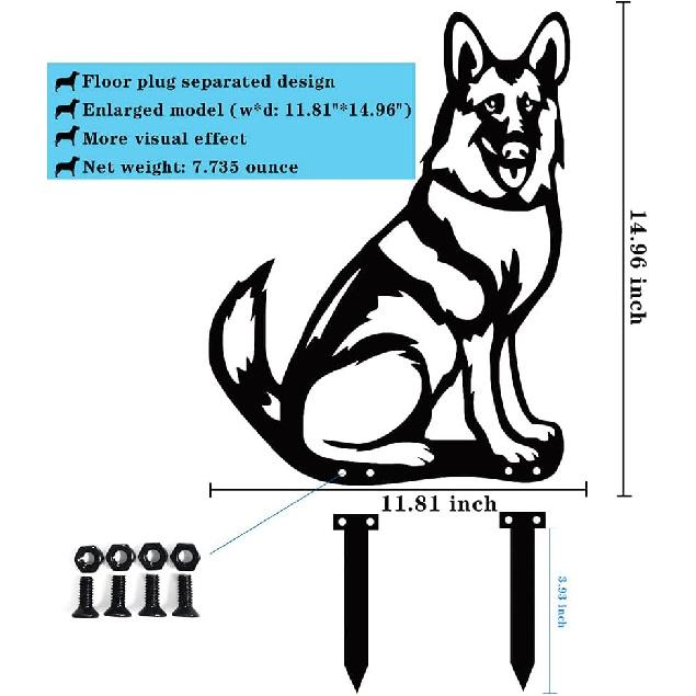 Metal Dog Garden Statue, Outdoor Yard Art Dog Silhouette Decoration Black Garden Stake for Yard Garden Lawn