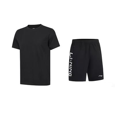 Solid Color Round Neck Pullover Short Sleeve Quick Dry Comfortable Versatile Shorts Casual Sports Suit Unisex Suit AHSUA49-2+YKSV115-1