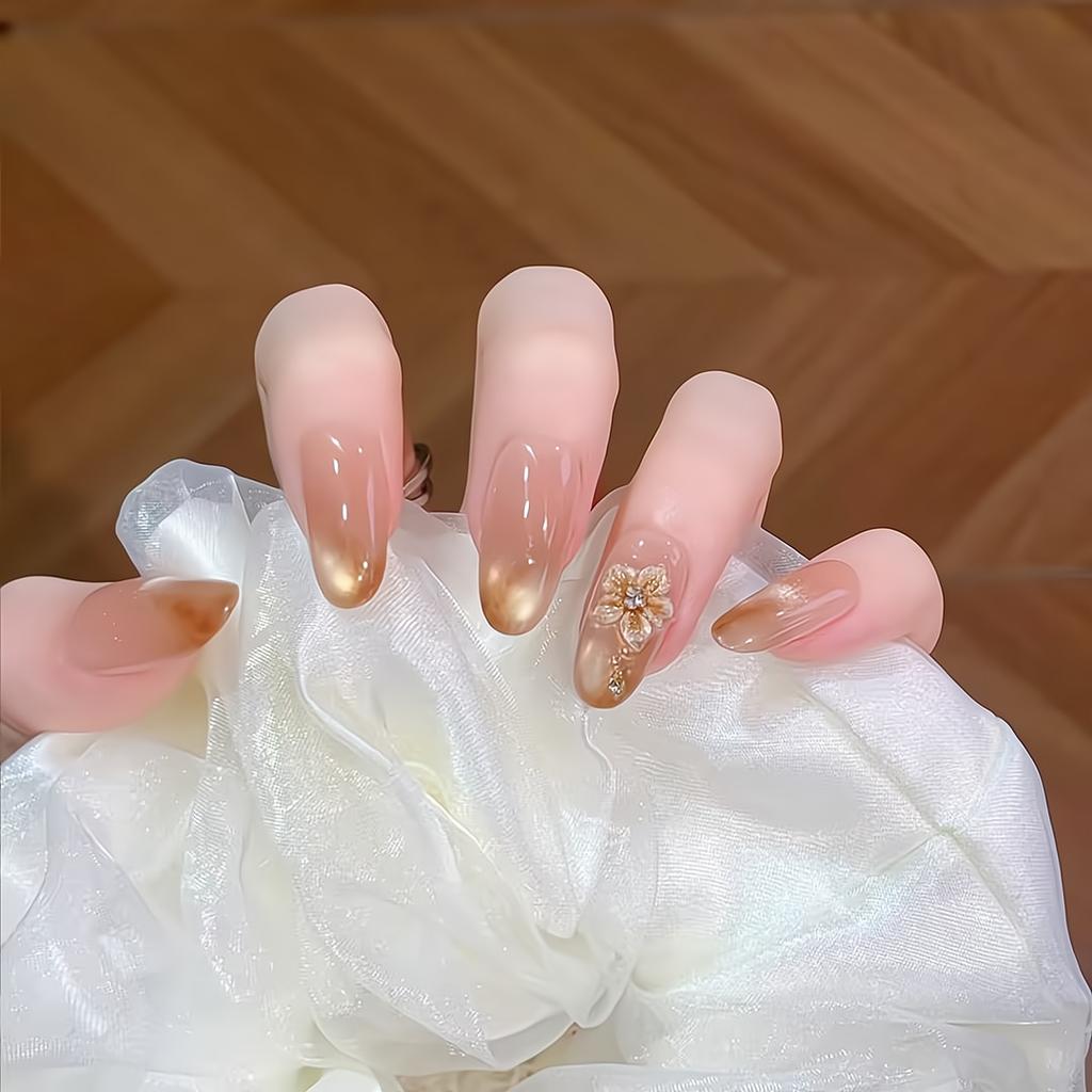 Press On Nails Medium Stiletto Glitter Fake Nails Press Ons with Design Reusable Acrylic False Nail Full Cover Glue On Nail Stick On Nail for Women