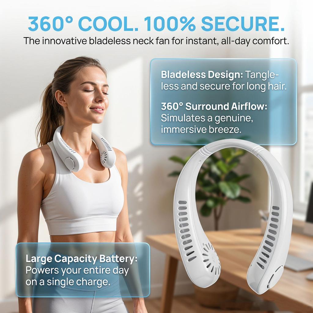 Neck Fan Lazy Bladeless Silent Fan Usb Charging Large Wind Portable Outdoor Sports Mini Small Fan